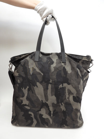 Prada borsa tote Saffiano/Nylon grigio nero mimetico da uomo con tracolla @ 1