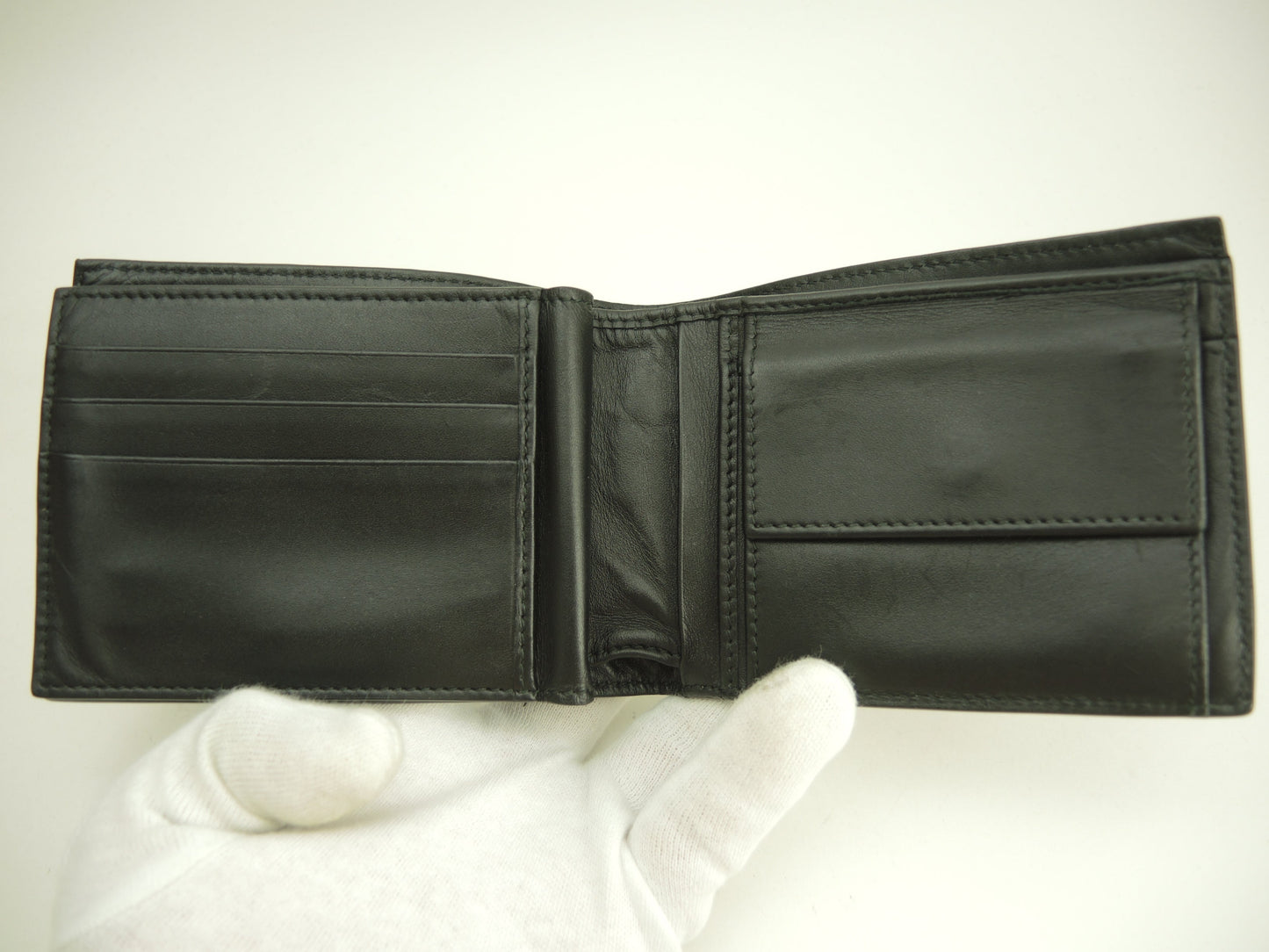Bottega Veneta, portafoglio a due ante, pelle nera intrecciata, portafoglio compatto @B02598050U