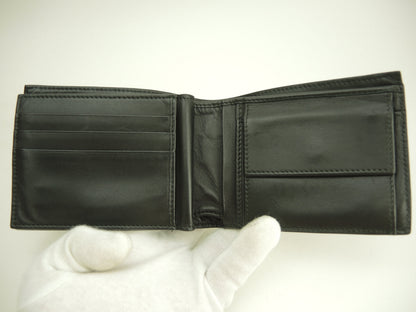 Bottega Veneta, portafoglio a due ante, pelle nera intrecciata, portafoglio compatto @B02598050U