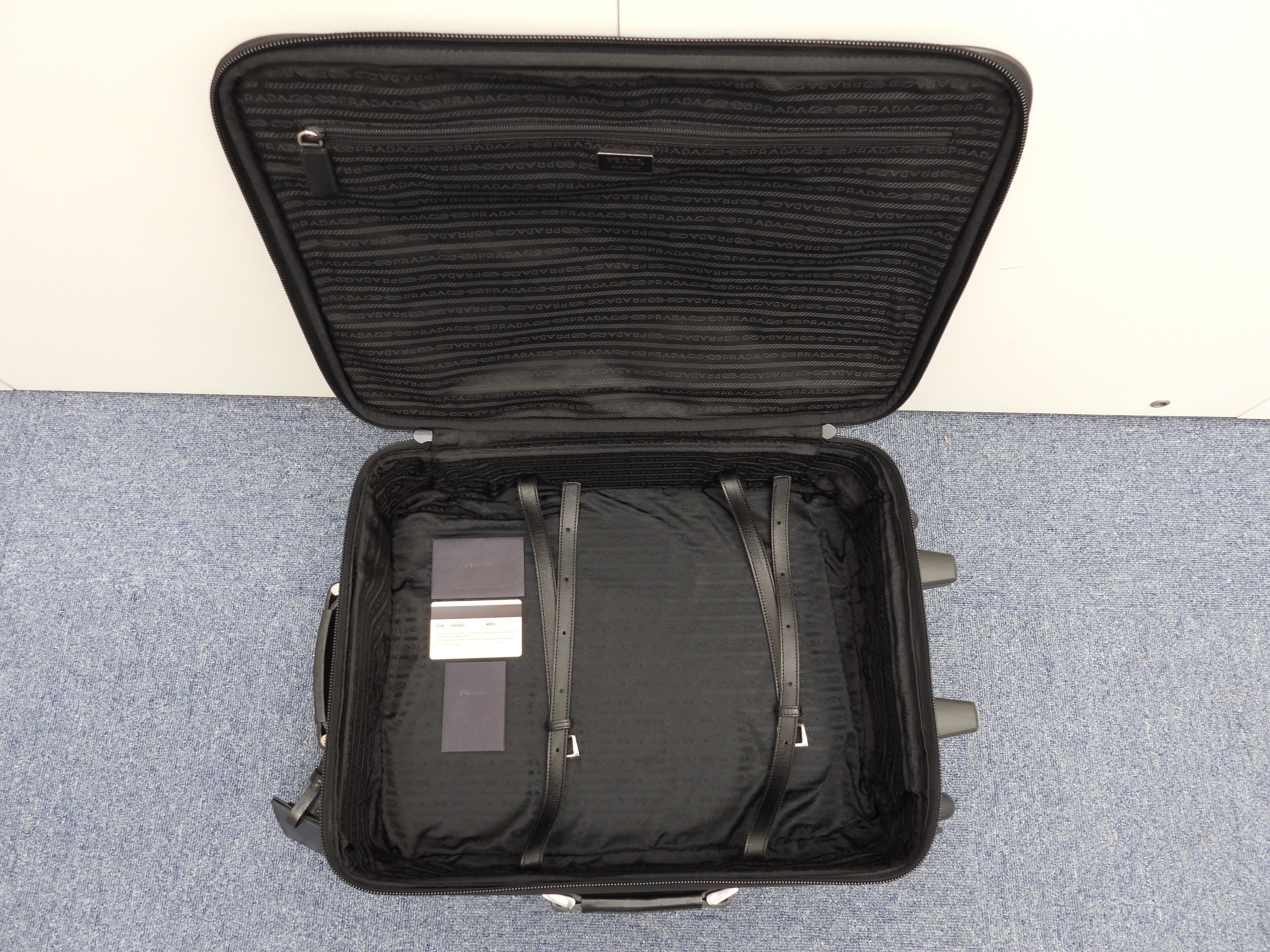 Prada Trolley bag in tessuto/saffiano nera, borsa da viaggio, borsone, ottime condizioni @ 1