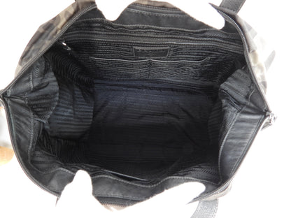 Prada borsa tote Saffiano/Nylon grigio nero mimetico da uomo con tracolla @ 1