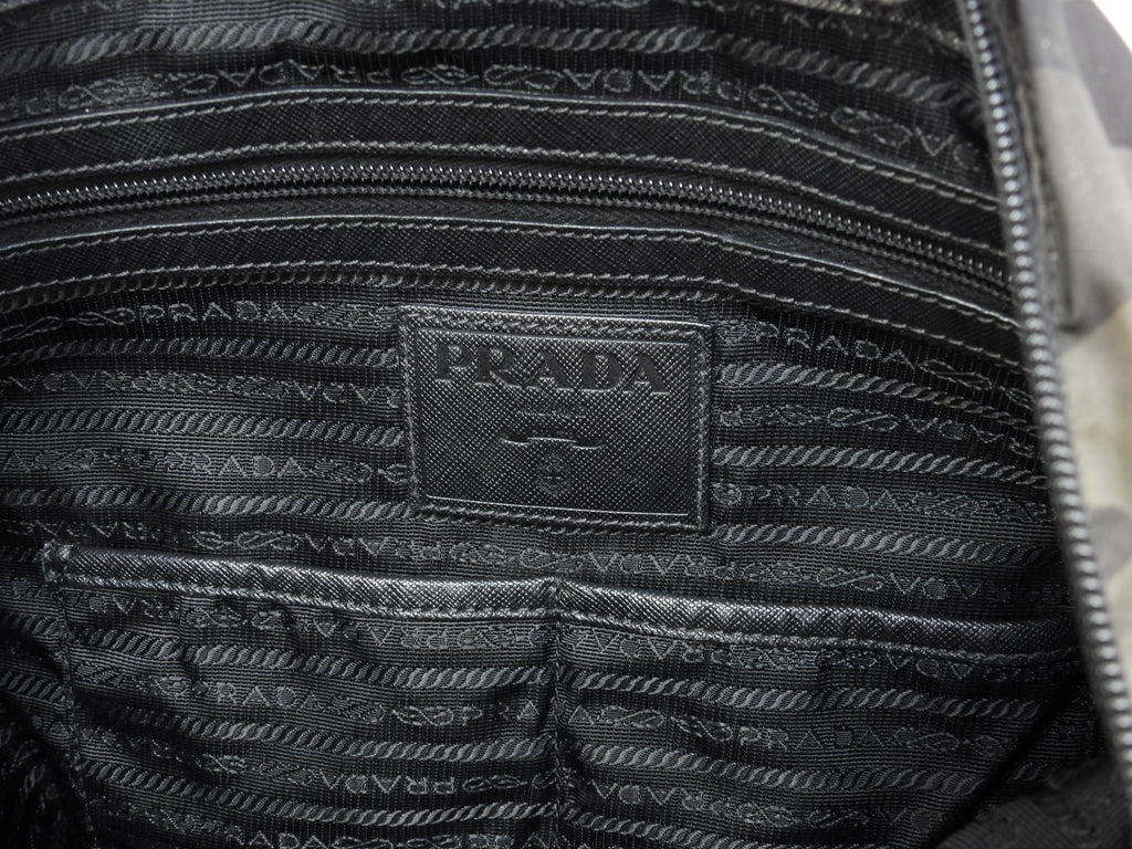 Prada borsa tote Saffiano/Nylon grigio nero mimetico da uomo con tracolla @ 1