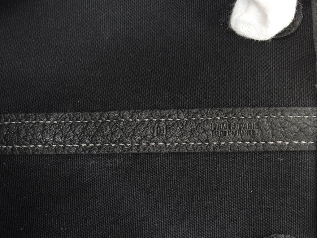 エルメス ガーデンパーティPM コットン/レザー 黒 トートバッグ ハンドバッグ 極美品@□H 4