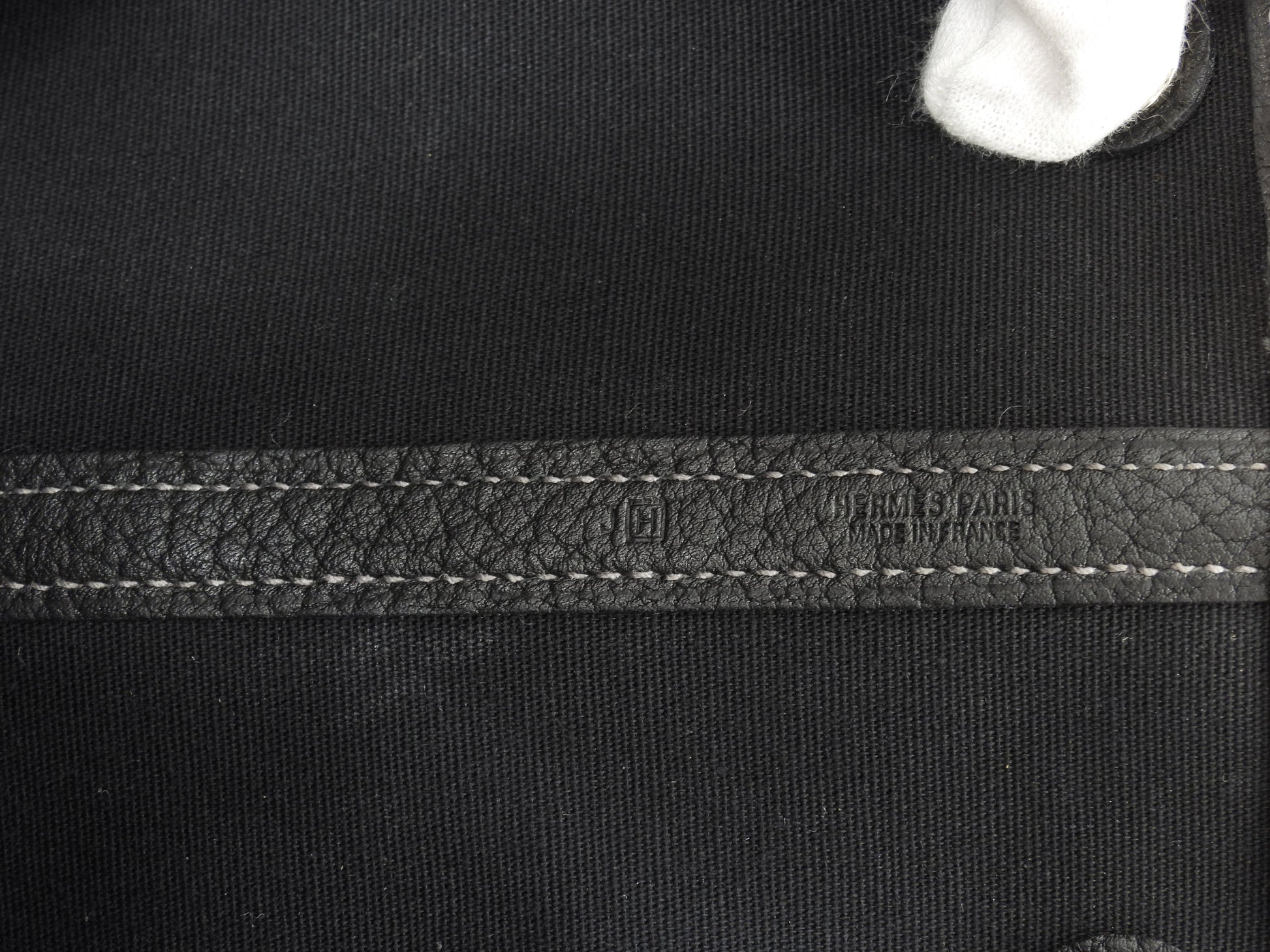 エルメス ガーデンパーティPM コットン/レザー 黒 トートバッグ ハンドバッグ 極美品@□H 4