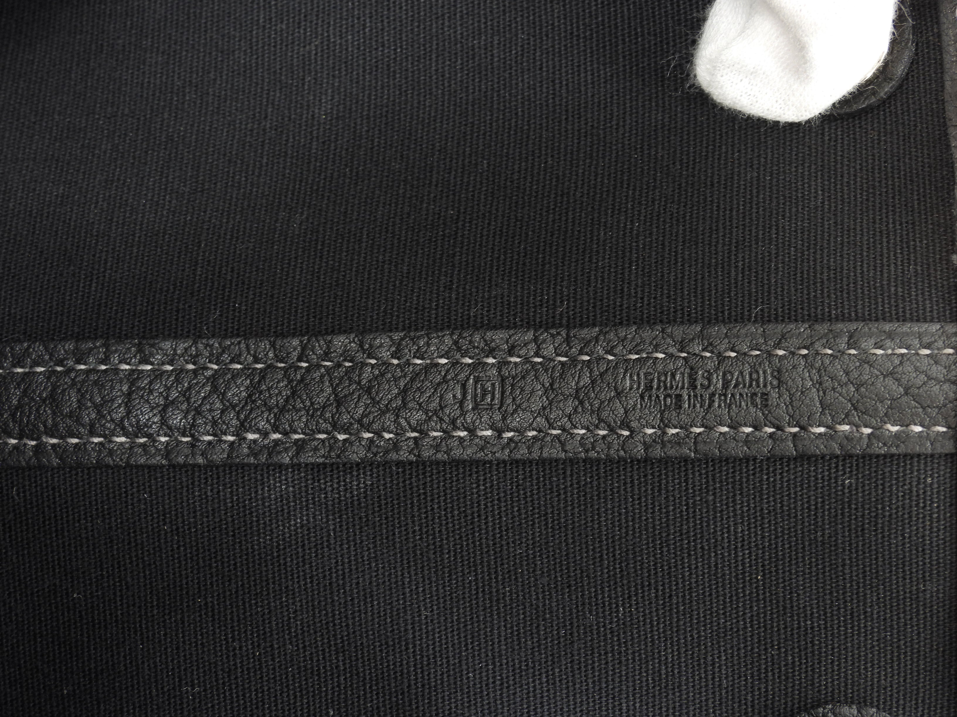 エルメス ガーデンパーティPM コットン/レザー 黒 トートバッグ ハンドバッグ 極美品@□H 4