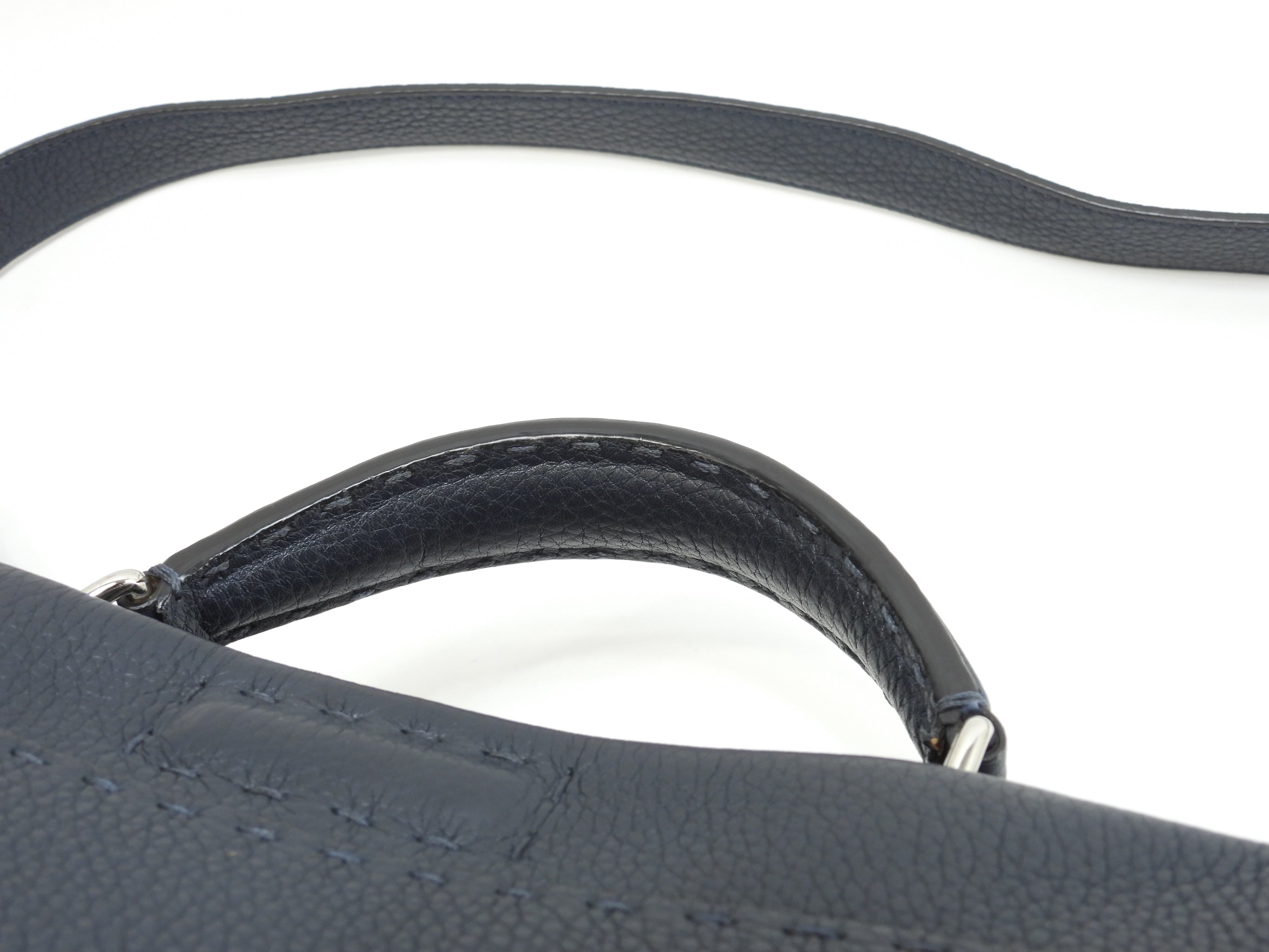 Fendi Peekaboo grande in pelle Selleria blu, borsa a mano da uomo, borsa a tracolla, in ottime condizioni @ 25