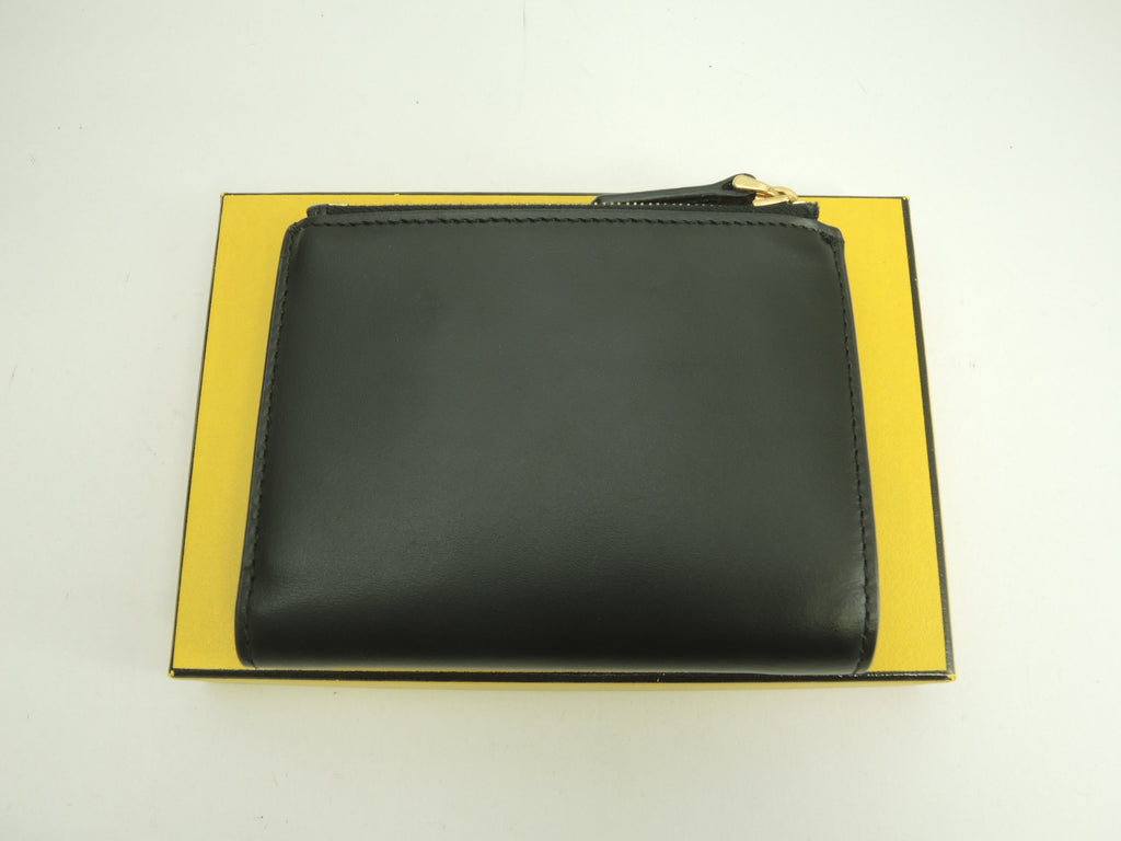 Fendi Compact Wallet Logo Pelle Nera Portafoglio a 2 ante Nuovo@4