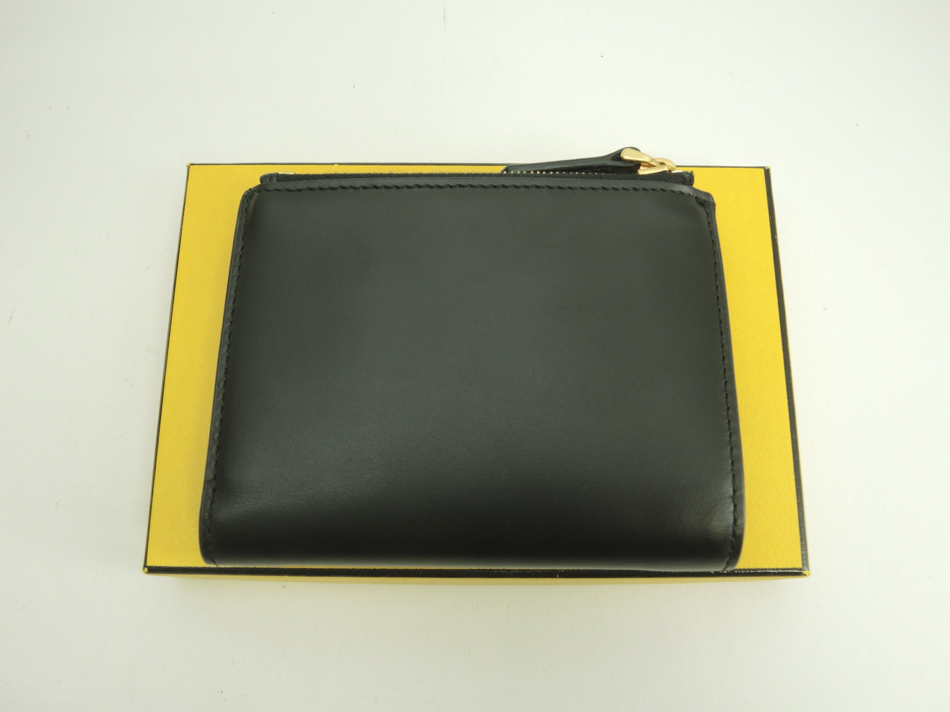 Fendi Compact Wallet Logo Pelle Nera Portafoglio a 2 ante Nuovo@4
