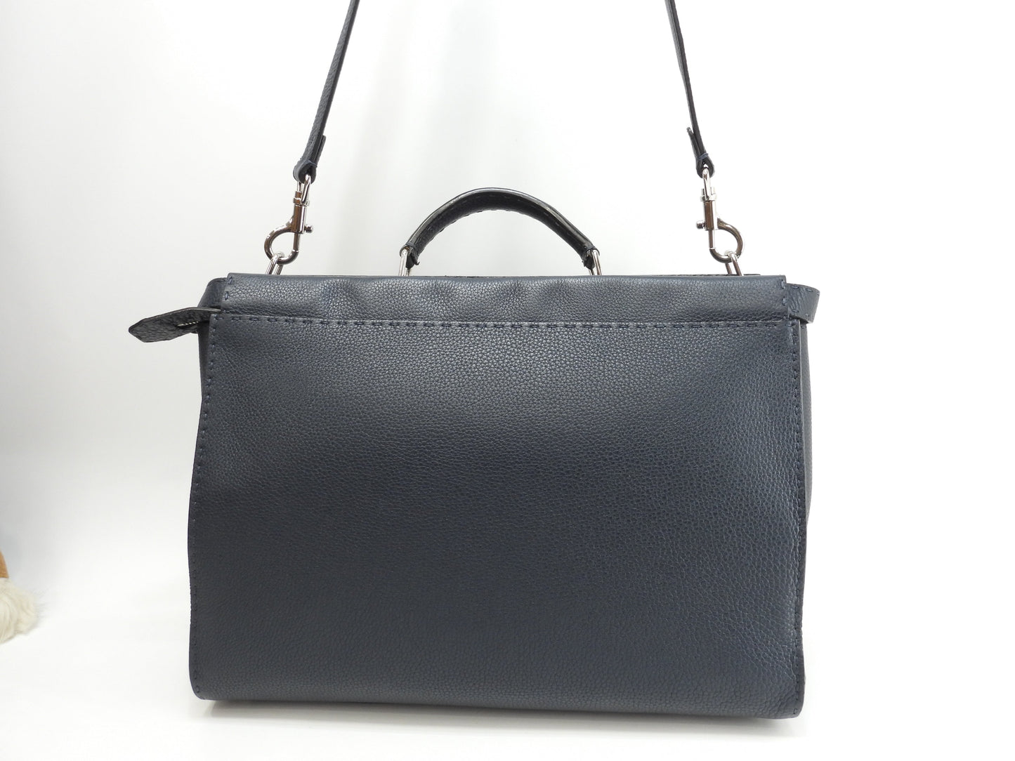Fendi Peekaboo grande in pelle Selleria blu, borsa a mano da uomo, borsa a tracolla, in ottime condizioni @ 25