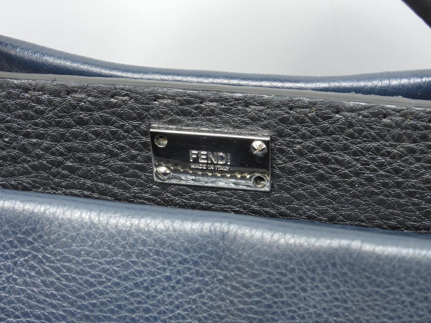 Fendi Peekaboo grande in pelle Selleria blu, borsa a mano da uomo, borsa a tracolla, in ottime condizioni @ 25