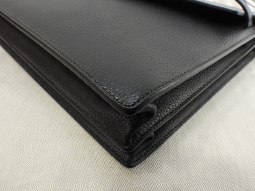 Hermès Kelly Depeches 38 Ardenne Nera, hardware oro, cartella @ 1