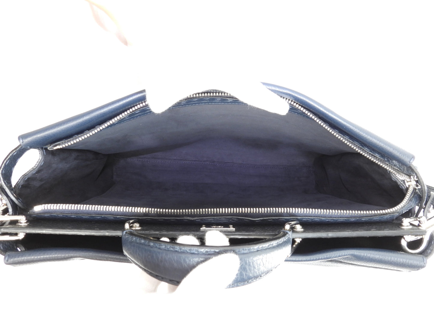 Fendi Peekaboo grande in pelle Selleria blu, borsa a mano da uomo, borsa a tracolla, in ottime condizioni @ 25