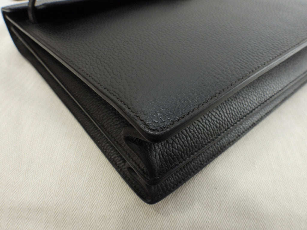 Hermès Kelly Depeches 38 Ardenne Nera, hardware oro, cartella @ 1