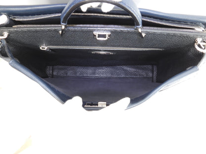 Fendi Peekaboo grande in pelle Selleria blu, borsa a mano da uomo, borsa a tracolla, in ottime condizioni @ 25