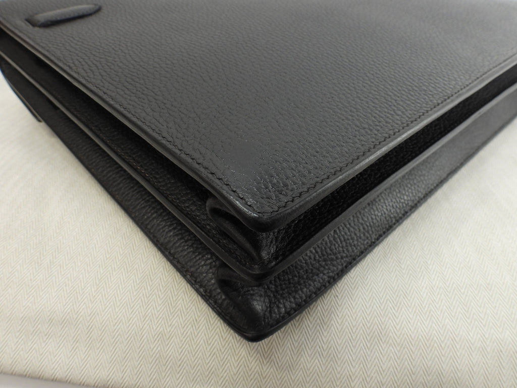Hermès Kelly Depeches 38 Ardenne Nera, hardware oro, cartella @ 1
