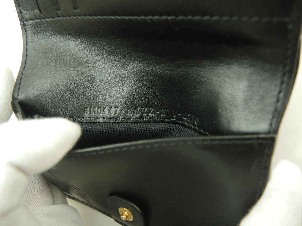 Fendi Compact Wallet Logo Pelle Nera Portafoglio a 2 ante Nuovo@4