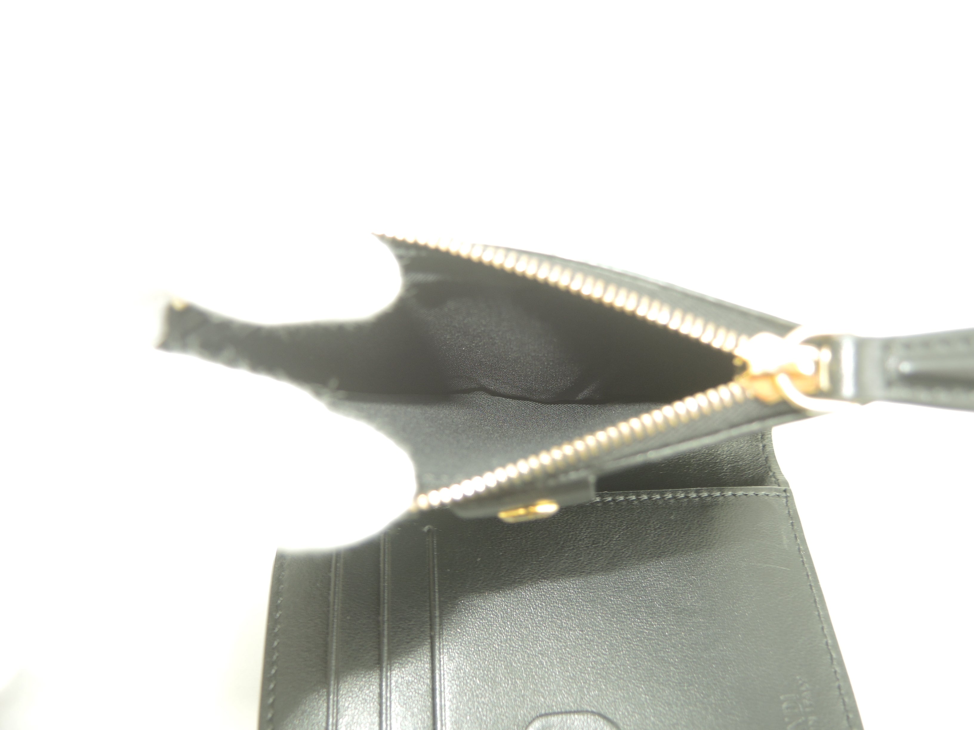 Fendi Compact Wallet Logo Pelle Nera Portafoglio a 2 ante Nuovo@4