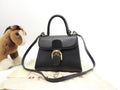 Delvaux Brillant PM vintage in pelle goffrata blu navy borsa a mano con tracolla @ 99