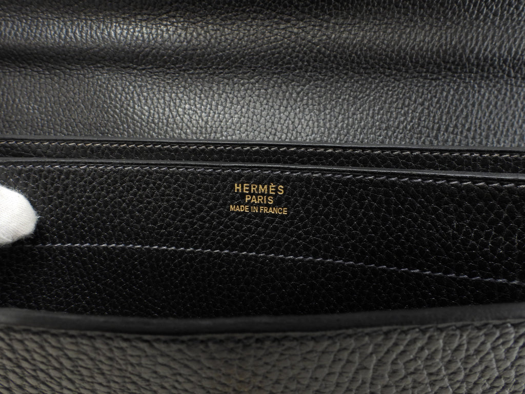 Hermès Kelly Depeches 38 Ardenne Nera, hardware oro, cartella @ 1