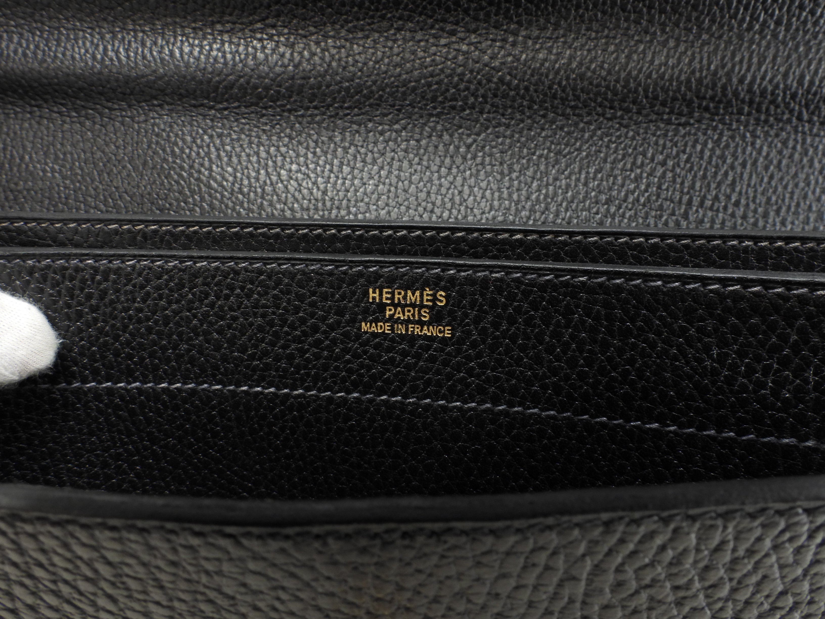 Hermès Kelly Depeches 38 Ardenne Nera, hardware oro, cartella @ 1