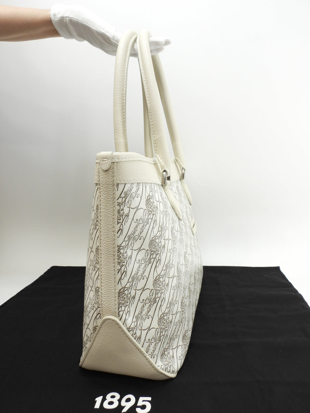 Berluti Toujours Japan Limited PVC Pelle Bianca Borsa Tote da Uomo Inutilizzata @B0293