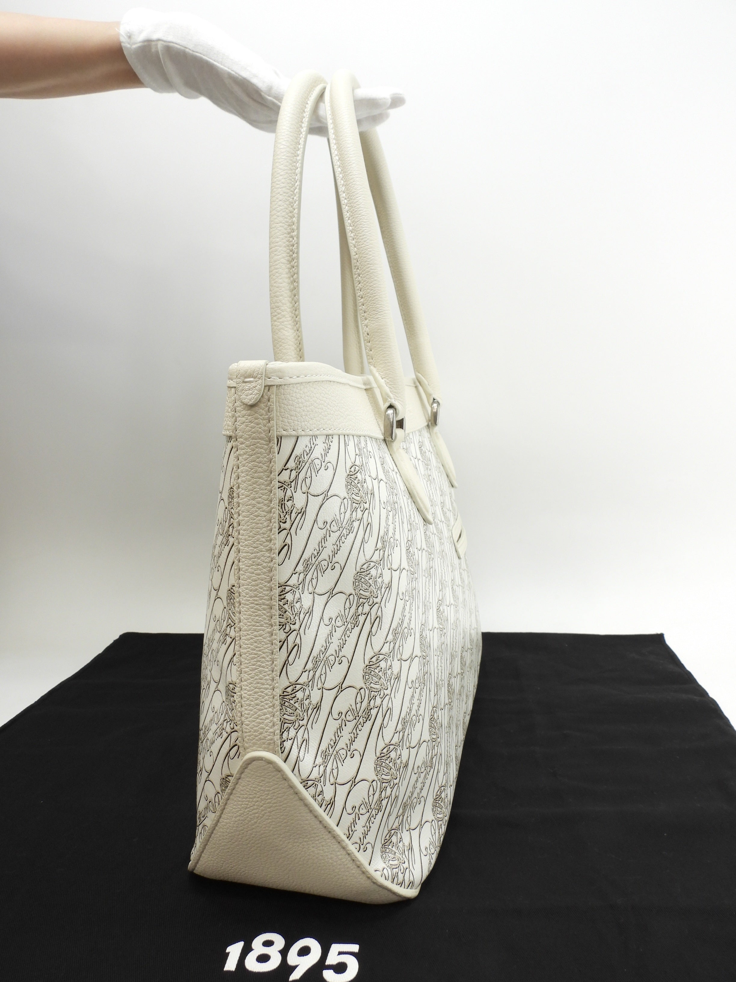 Berluti Toujours Japan Limited PVC Pelle Bianca Borsa Tote da Uomo Inutilizzata @B0293