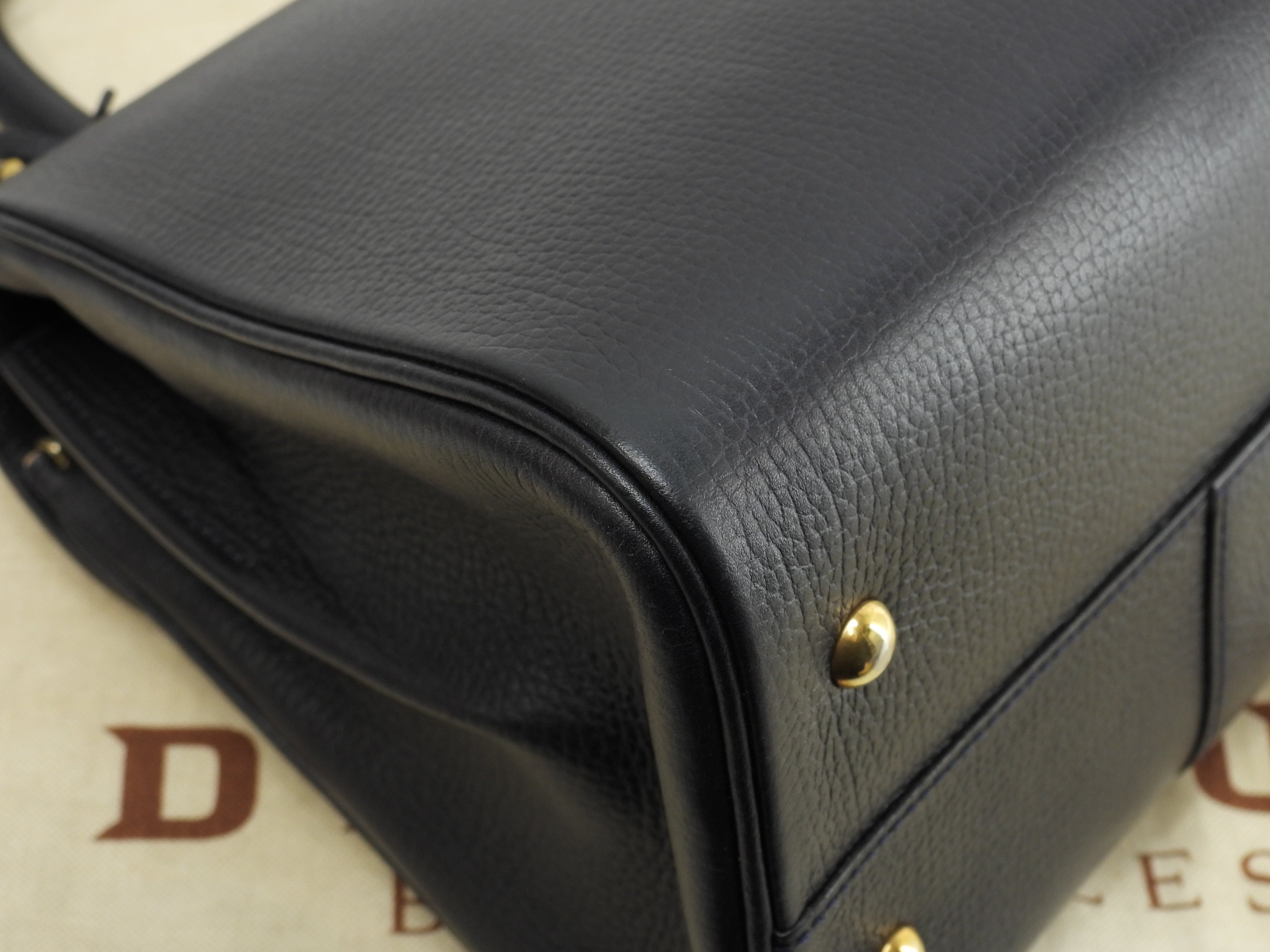 Delvaux Brillant PM vintage in pelle goffrata blu navy borsa a mano con tracolla @ 99