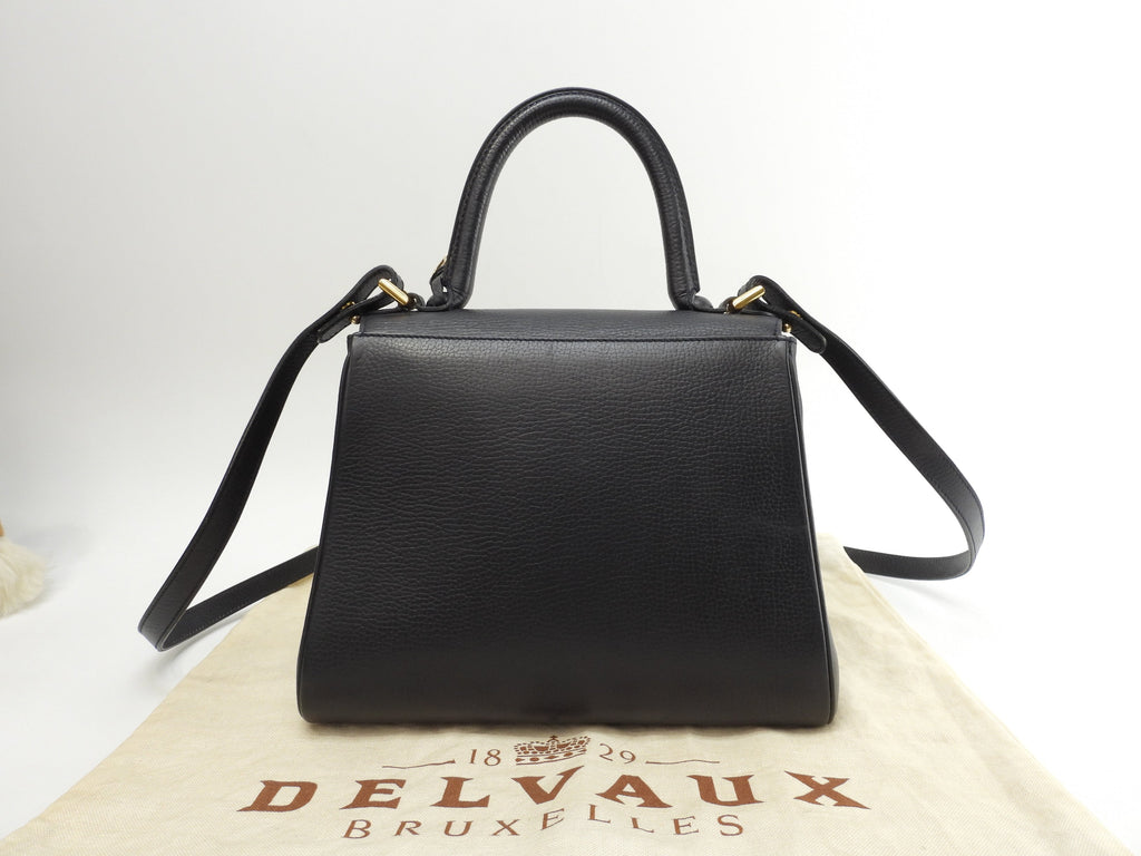 Delvaux Brillant PM vintage in pelle goffrata blu navy borsa a mano con tracolla @ 99