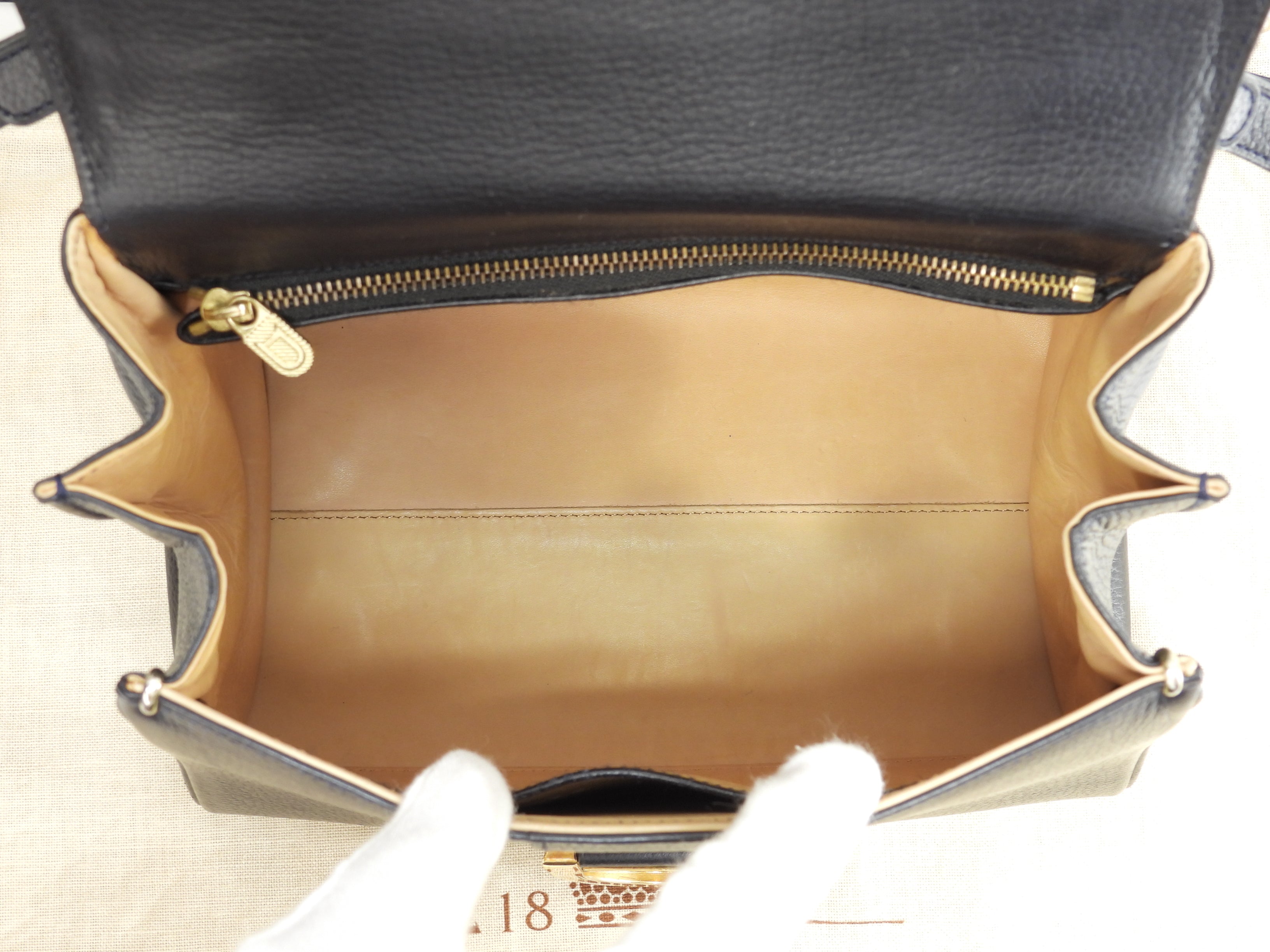 Delvaux Brillant PM vintage in pelle goffrata blu navy borsa a mano con tracolla @ 99
