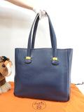 Hermès Galop FT1, tote bag e borsa a tracolla in pelle di bufalo blu, ottime condizioni, @□A
