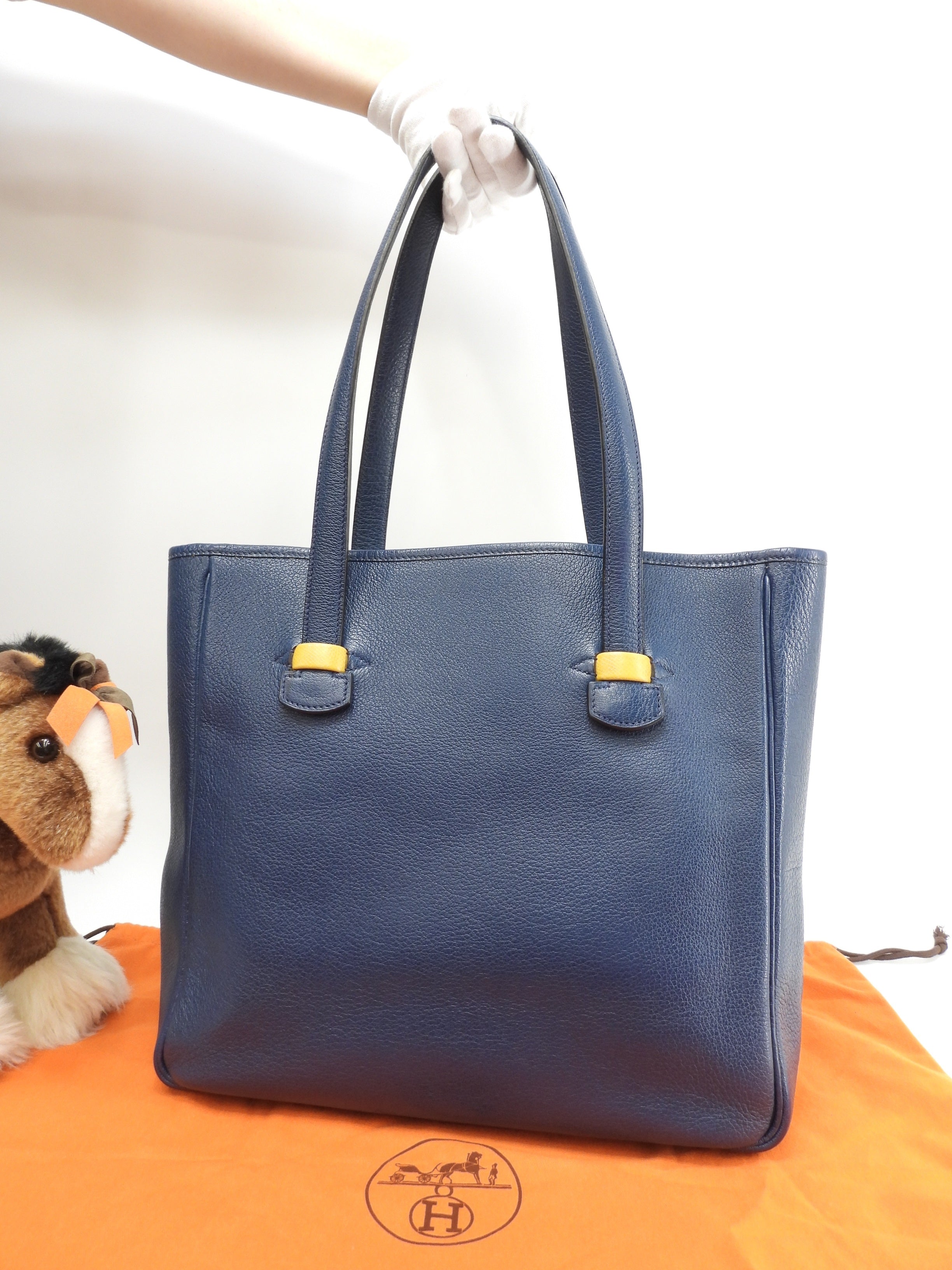 Hermès Galop FT1, tote bag e borsa a tracolla in pelle di bufalo blu, ottime condizioni, @□A