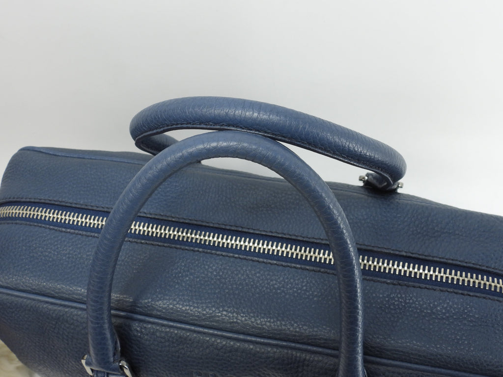 Borsetta Prada in pelle Taurillon, blu muschio, valigetta porta documenti, in condizioni eccellenti @38