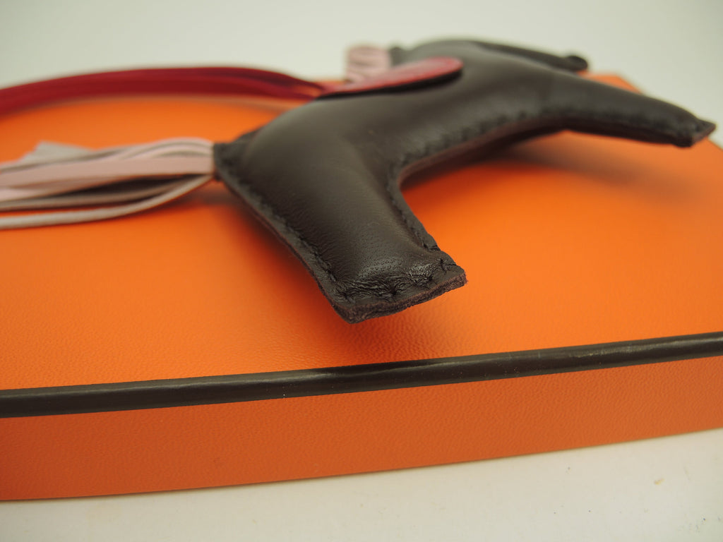 Hermès Rodeo MM Agneau Milo/Alligatore Rosa marrone scuro Portachiavi borsa Nuovo@Z