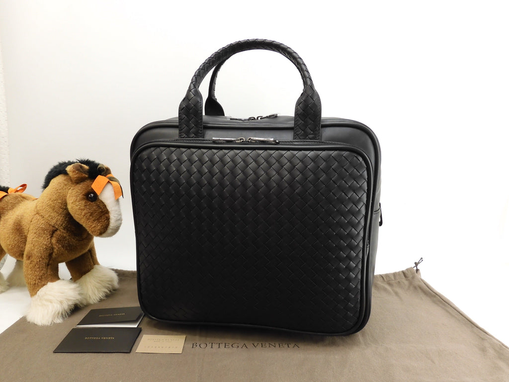 Bottega Veneta ventiquattrore Intrecciato in pelle nera borsa da viaggio nuova @B08476164J