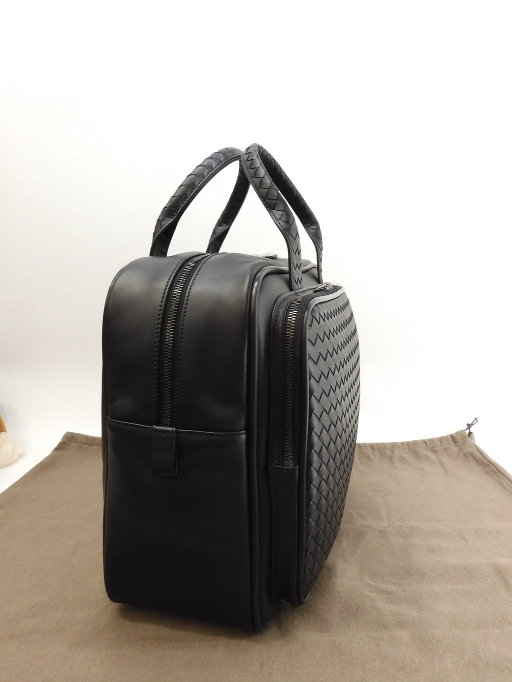 Bottega Veneta ventiquattrore Intrecciato in pelle nera borsa da viaggio nuova @B08476164J