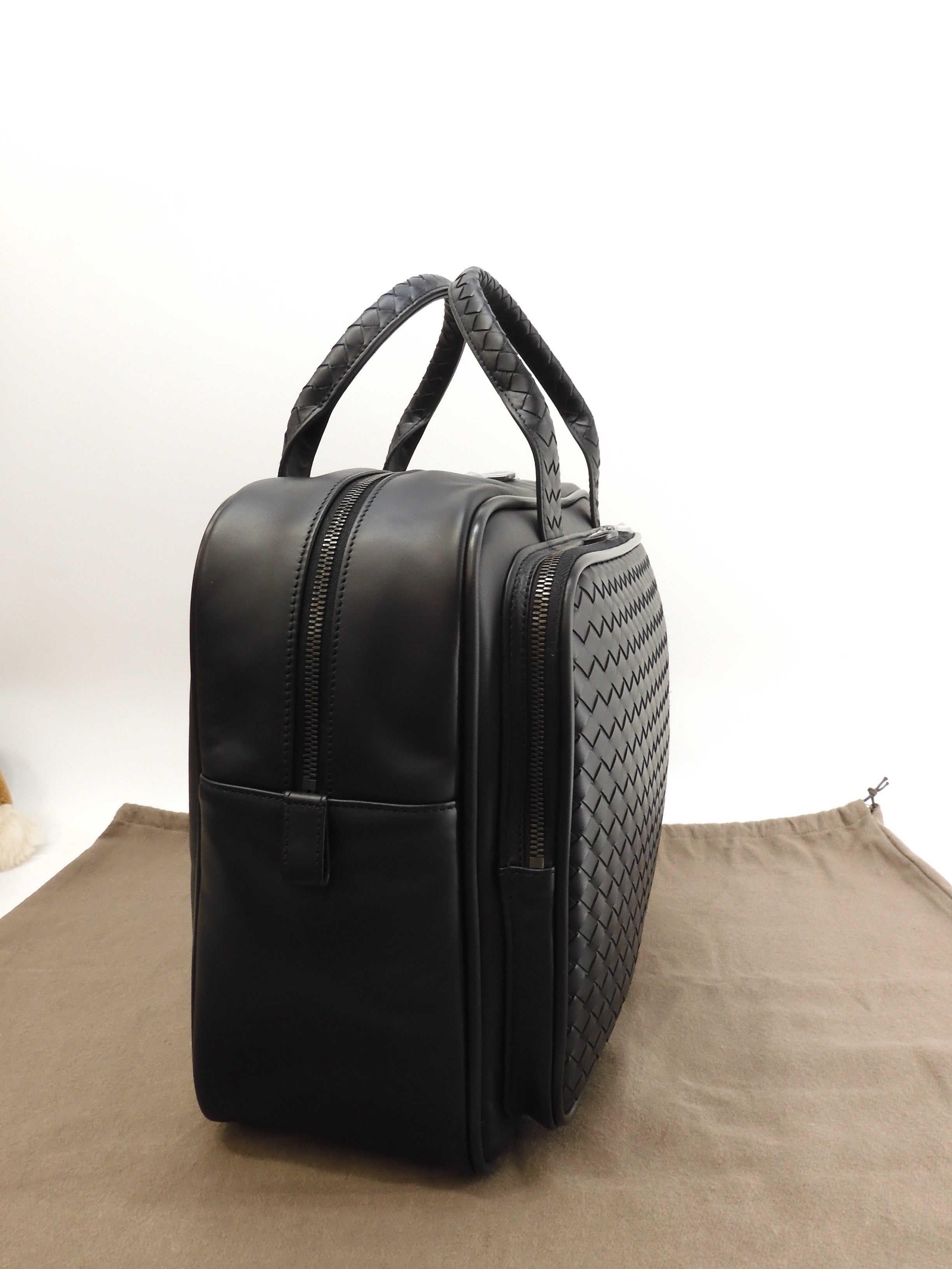 Bottega Veneta ventiquattrore Intrecciato in pelle nera borsa da viaggio nuova @B08476164J