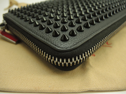 Christian Louboutin Portafoglio lungo XL in pelle nera con cerniera da uomo con impugnatura a 50