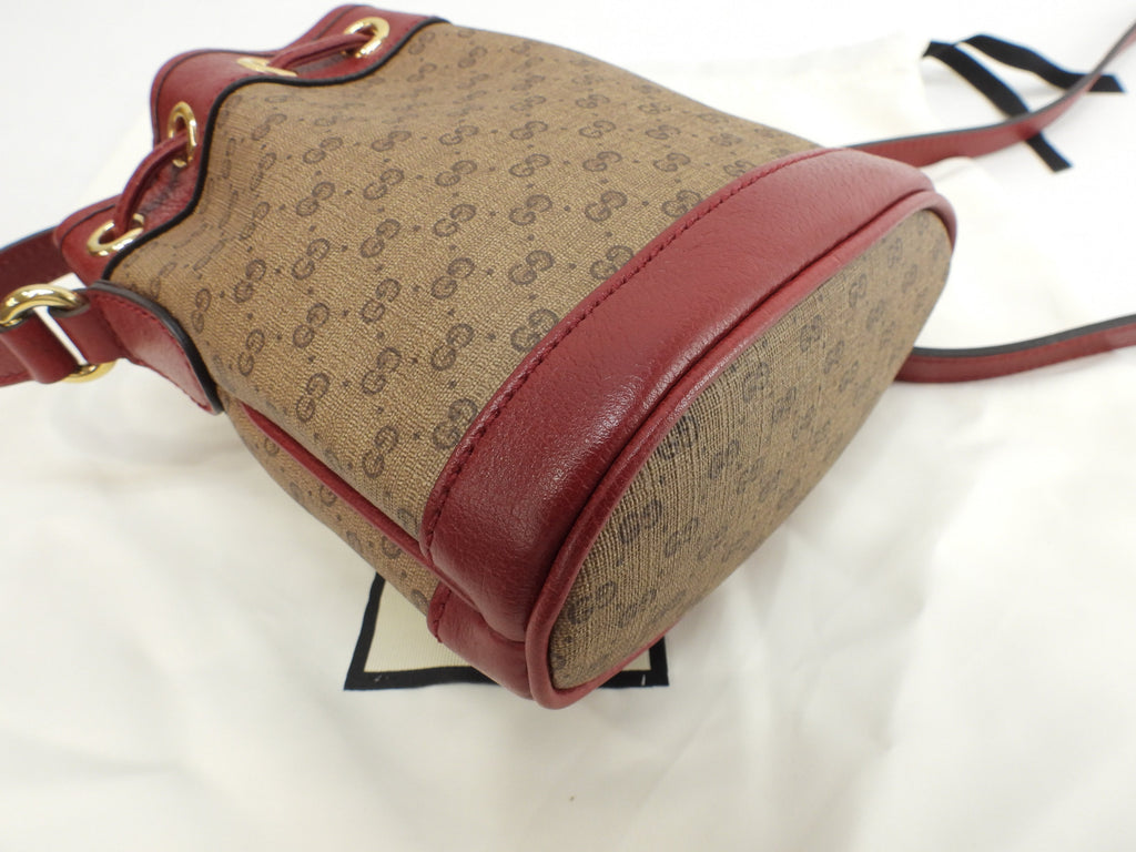 Gucci, pochette a sacchetto, Doraemon, micro GG, marrone e rosso, borsa a tracolla, nuova, @ 3