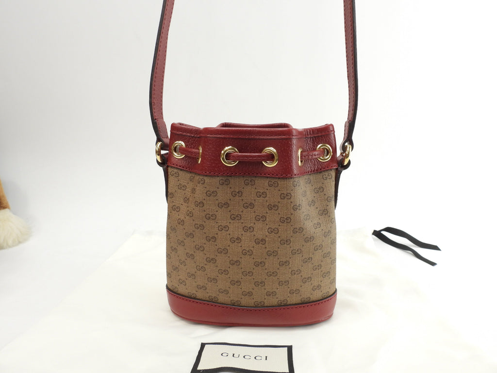 Gucci, pochette a sacchetto, Doraemon, micro GG, marrone e rosso, borsa a tracolla, nuova, @ 3