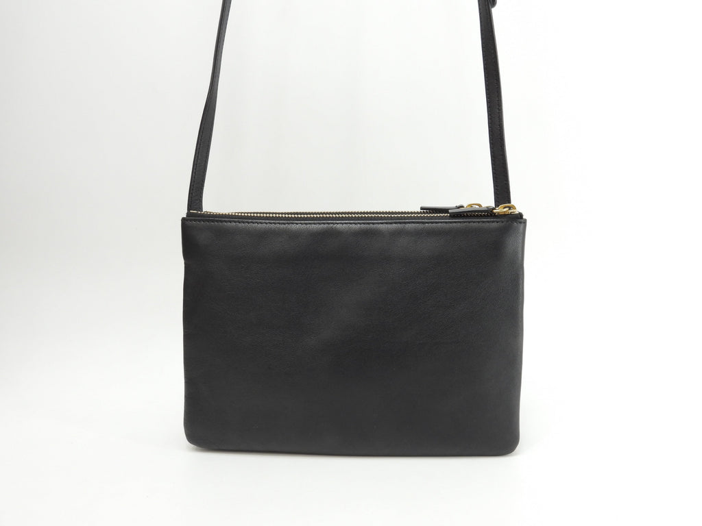Celine Trio Large pelle liscia nera, borsa a tracolla, pochette, ottime condizioni @ 2