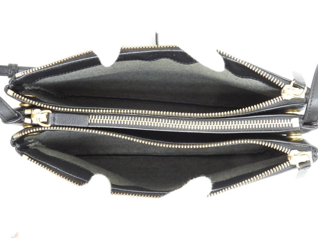 Celine Trio Large pelle liscia nera, borsa a tracolla, pochette, ottime condizioni @ 2