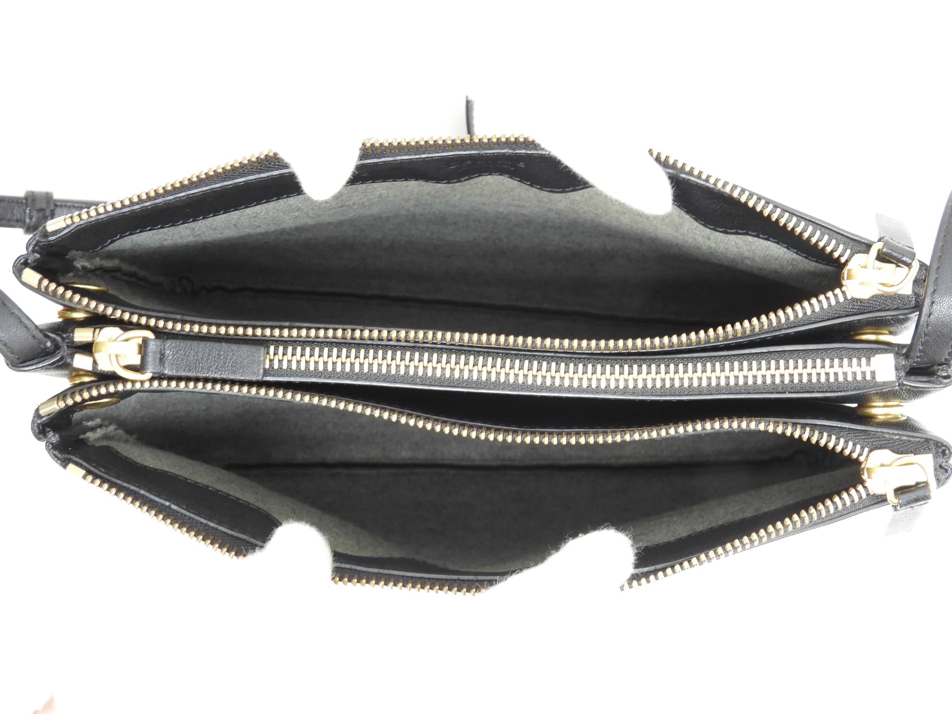 Celine Trio Large pelle liscia nera, borsa a tracolla, pochette, ottime condizioni @ 2