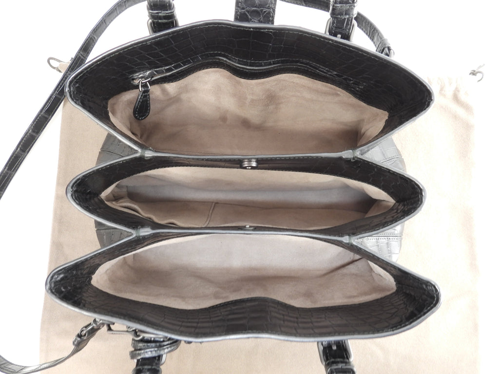 Bottega Veneta Small Roma Coccodrillo Opaco Nero borsa a mano con tracolla, condizioni eccellenti @B06188041W
