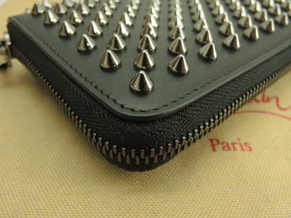 Christian Louboutin portafoglio lungo con borchie argentate in pelle nera Panettone Nuovo di zecca@4