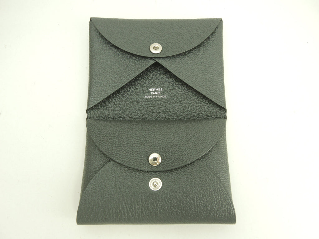 エルメス カルヴィデュオ シェーブル 濃灰 スモールウォレット ミニサイフ 新品@K
