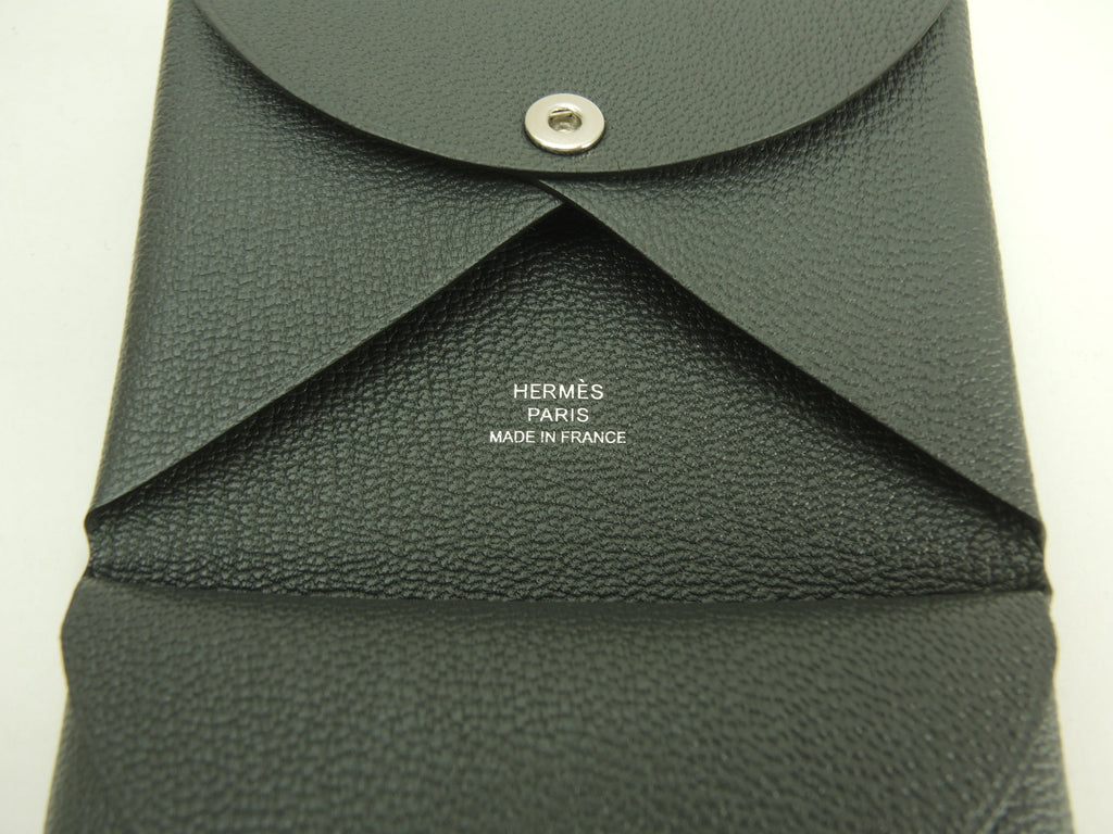 エルメス カルヴィデュオ シェーブル 濃灰 スモールウォレット ミニサイフ 新品@K