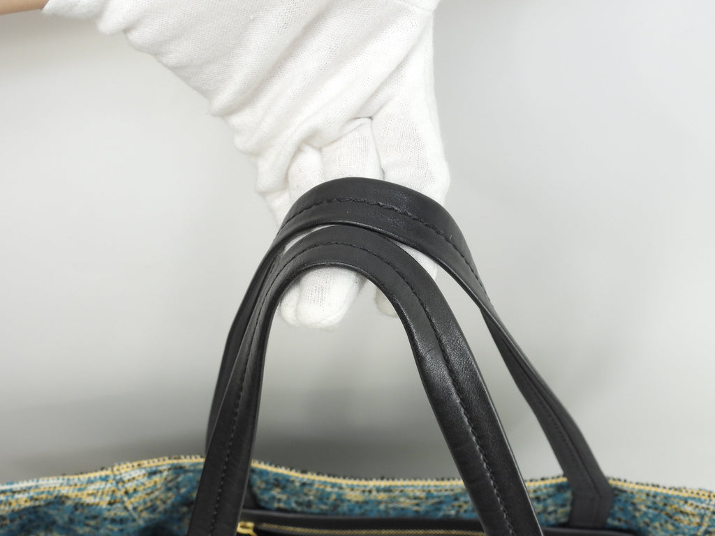 Celine Cabas Phantom Medium Tweed Blu Giallo Bianco Nero Borsa a Spalla Shopping Bag Ottime Condizioni@W-CU-2197