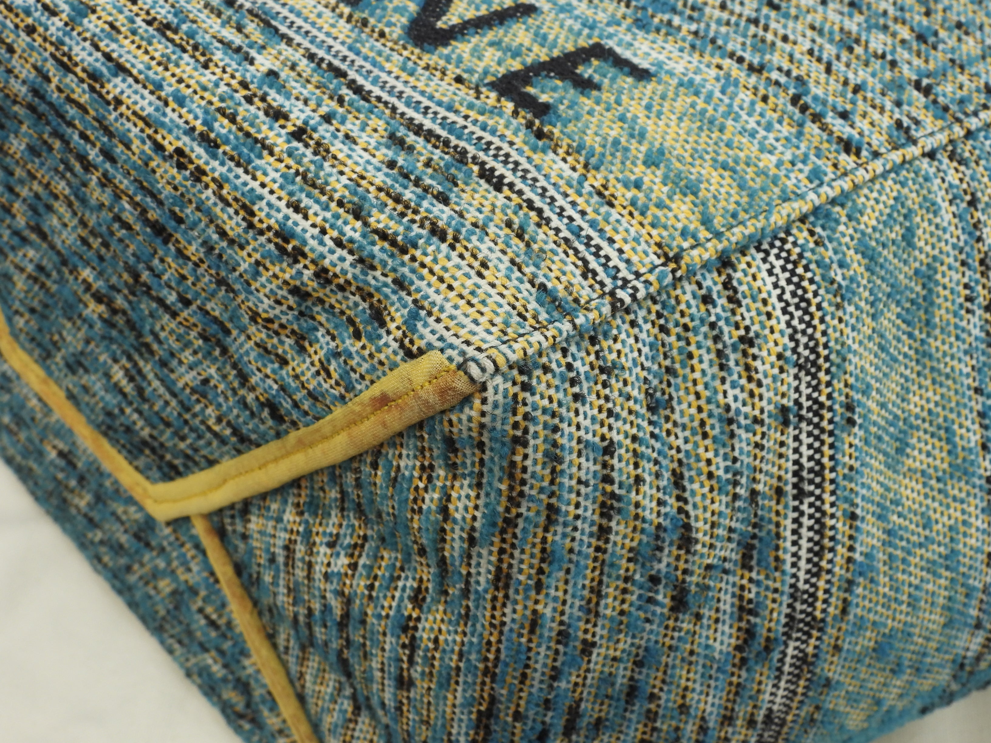 Celine Cabas Phantom Medium Tweed Blu Giallo Bianco Nero Borsa a Spalla Shopping Bag Ottime Condizioni@W-CU-2197