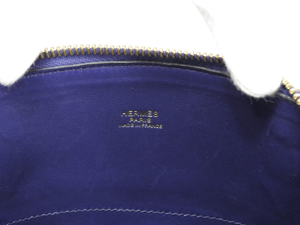 エルメス ボリード27 エプソン ブルーアンクル ゴールド金具 s付ミニハンドバッグ 美品@D 16