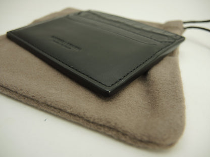 Bottega Veneta Portacarte sottile in pelle di vitello/coccodrillo opaco nero Porta biglietti da visita @P00806519C